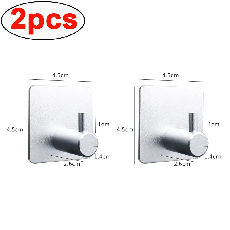 2-Pack No-Drill Aluminum Wall Hooks – Multipurpose Organizer Adhesive Wall Hooks Babs A-Sliver