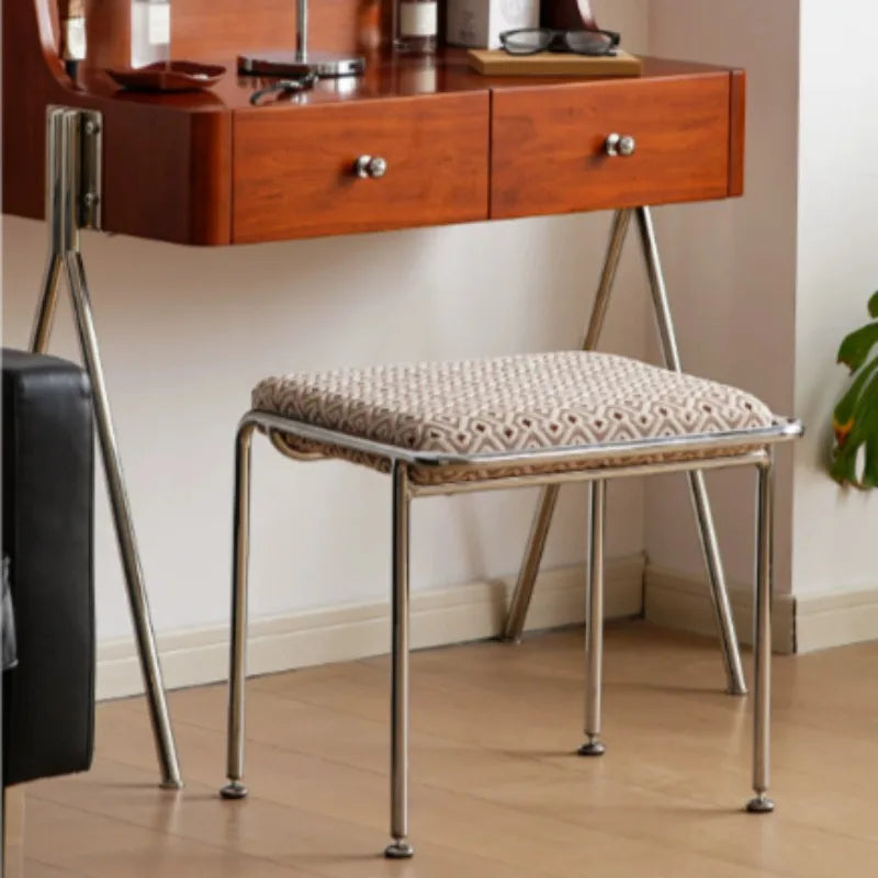 Nordic Modern Luxury Cushioned Stool – Metal Frame 49x41x46cm Cushioned Ottoman Stool Babs