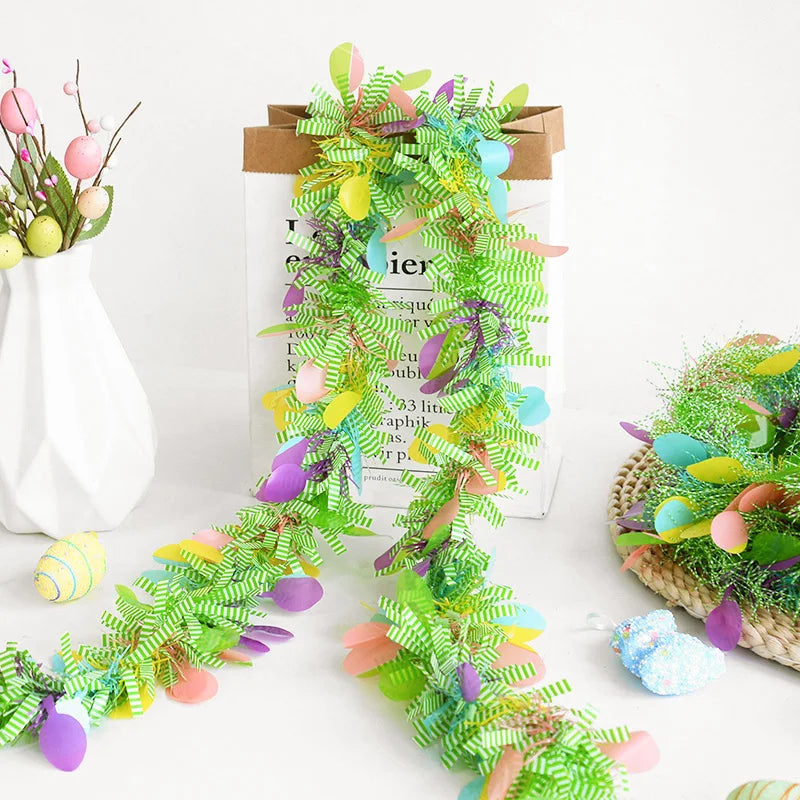 2M Easter Colorful Hanging Garland DIY Wreath Spring Decor Easter Garland Decoration Babs