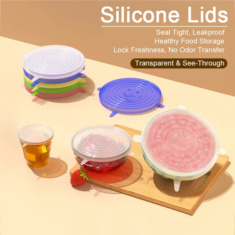 6-Piece Reusable Silicone Food Covers for Plates & Bowls Silicone Food Covers Babs
