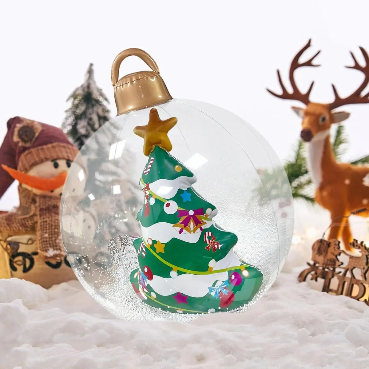 60cm Giant Inflatable Christmas Ball with Lights | Outdoor Decor Inflatable Christmas Ornament Babs A no lights
