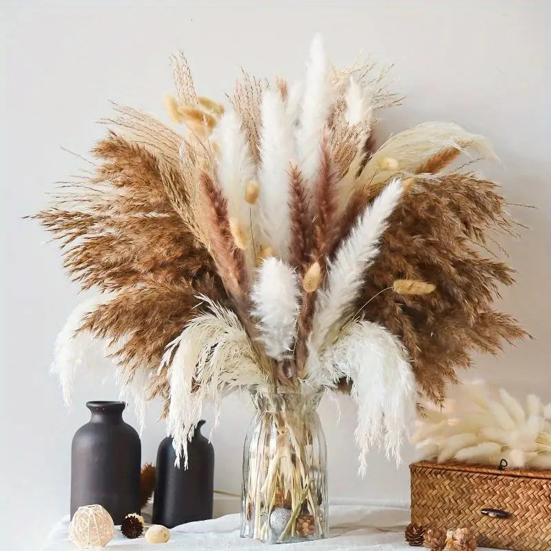 50pcs Boho Pampas Grass Artificial Dried Flowers – Vase & Wedding Artificial Dried Flowers Babs