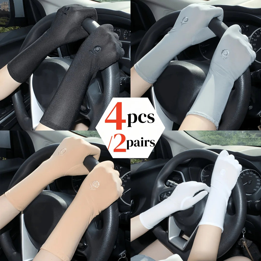 2 Pairs Women's Long Sun Protection Gloves – Breathable, Driving Sun Protection Gloves Babs