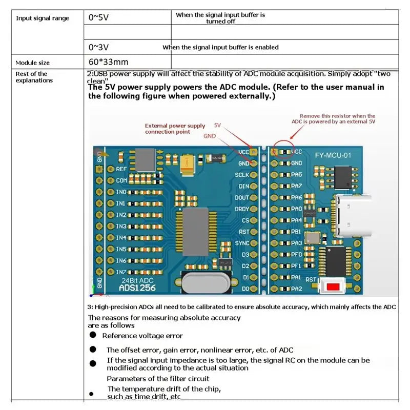 ADS1256 STM32F030 8-Channel 24-Bit ADC Data Acquisition Module ADC Conversion Module Babs