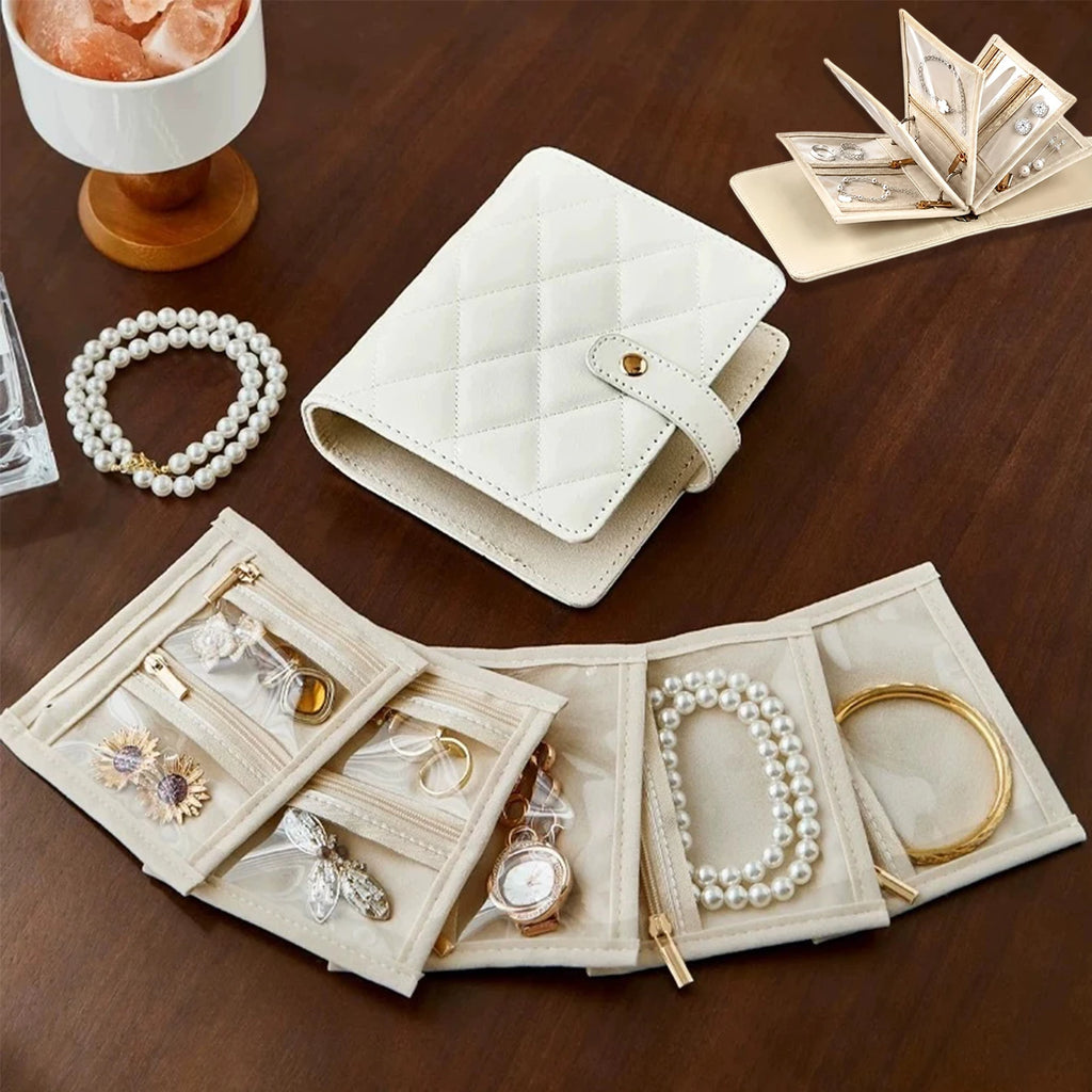 Travel Jewellery Case – Clear Velvet Pouches & Zip Compartments Travel Jewellery Case Babs