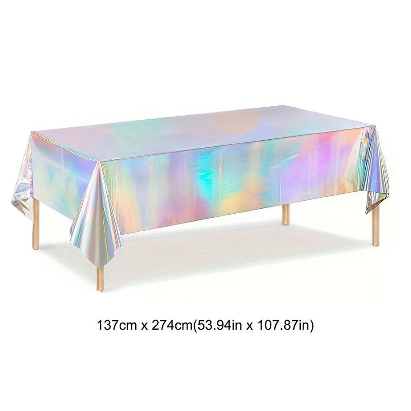 Iridescent Laser Silver Disposable Tablecloths | Party & Wedding Disposable Tablecloth Babs Silver 1pcs