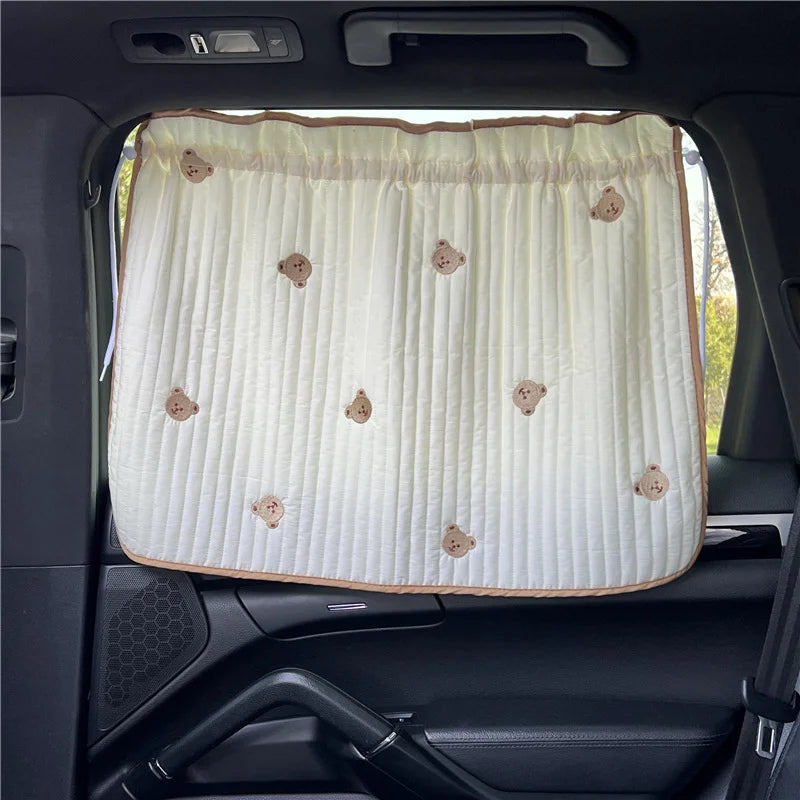 Cartoon Embroidered Baby Car Window Sunshade UV Curtain Baby Car Sunshade Babs bear