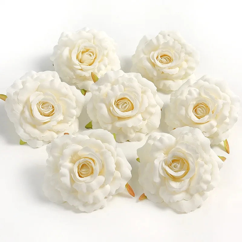 White Artificial Rose Flower Heads – Wedding & Home Decor Artificial Flower Heads Babs 32 10Pcs