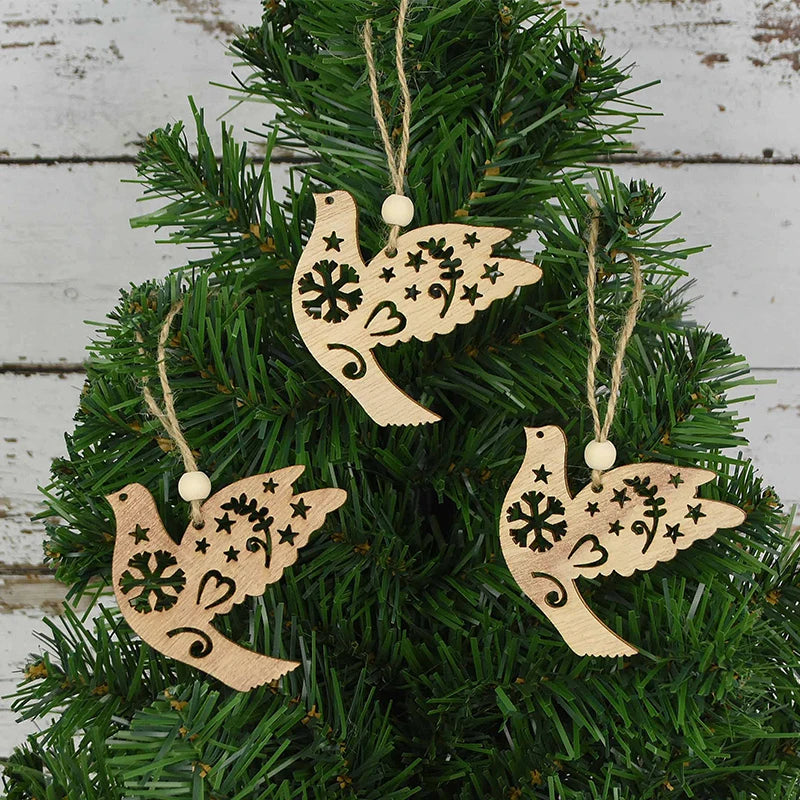 3pcs Vintage Christmas Wooden Ornaments – DIY Tree Pendants Christmas Tree Ornaments Babs Q