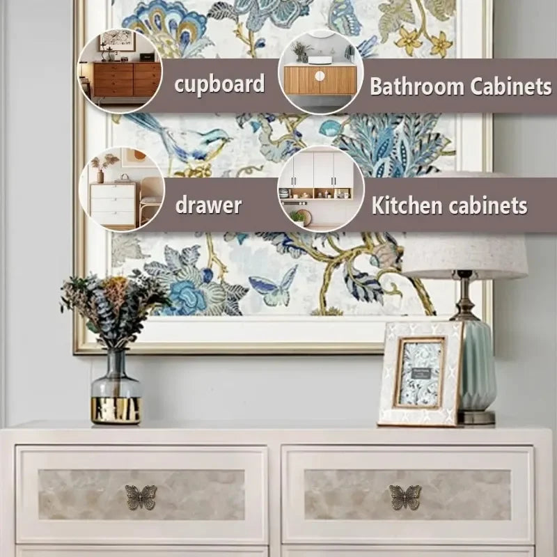 10pcs Vintage Butterfly & Bee Metal Drawer Cabinet Knobs Pulls Cabinet Knobs & Pulls Babs