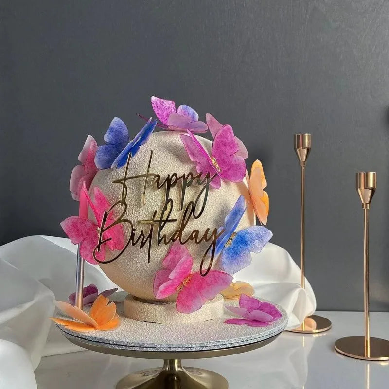 Gold Silver Acrylic Happy Birthday Cake Toppers – DIY Decor Cake Topper Babs 10