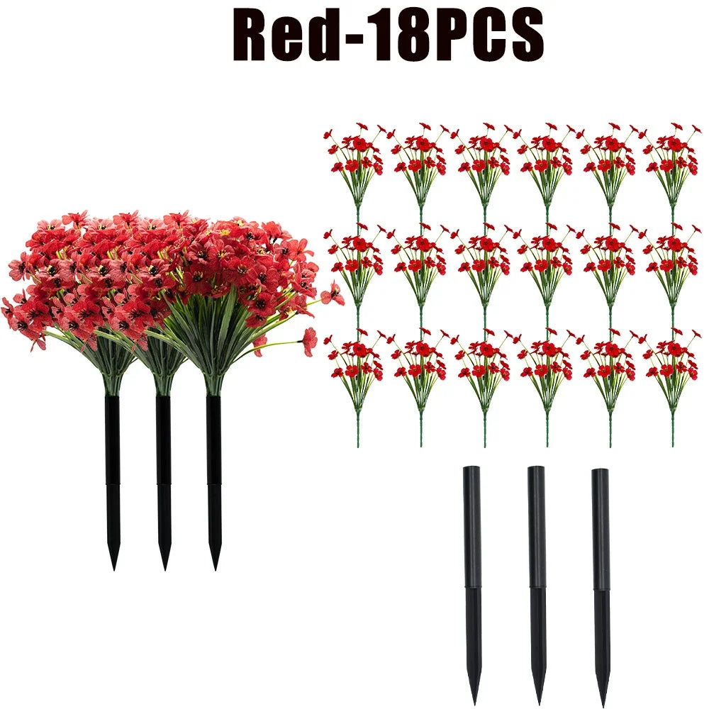 UV Resistant Artificial Violet Flowers – Garden & Wedding Décor Artificial Flower Shrubs Babs Red-18PCS