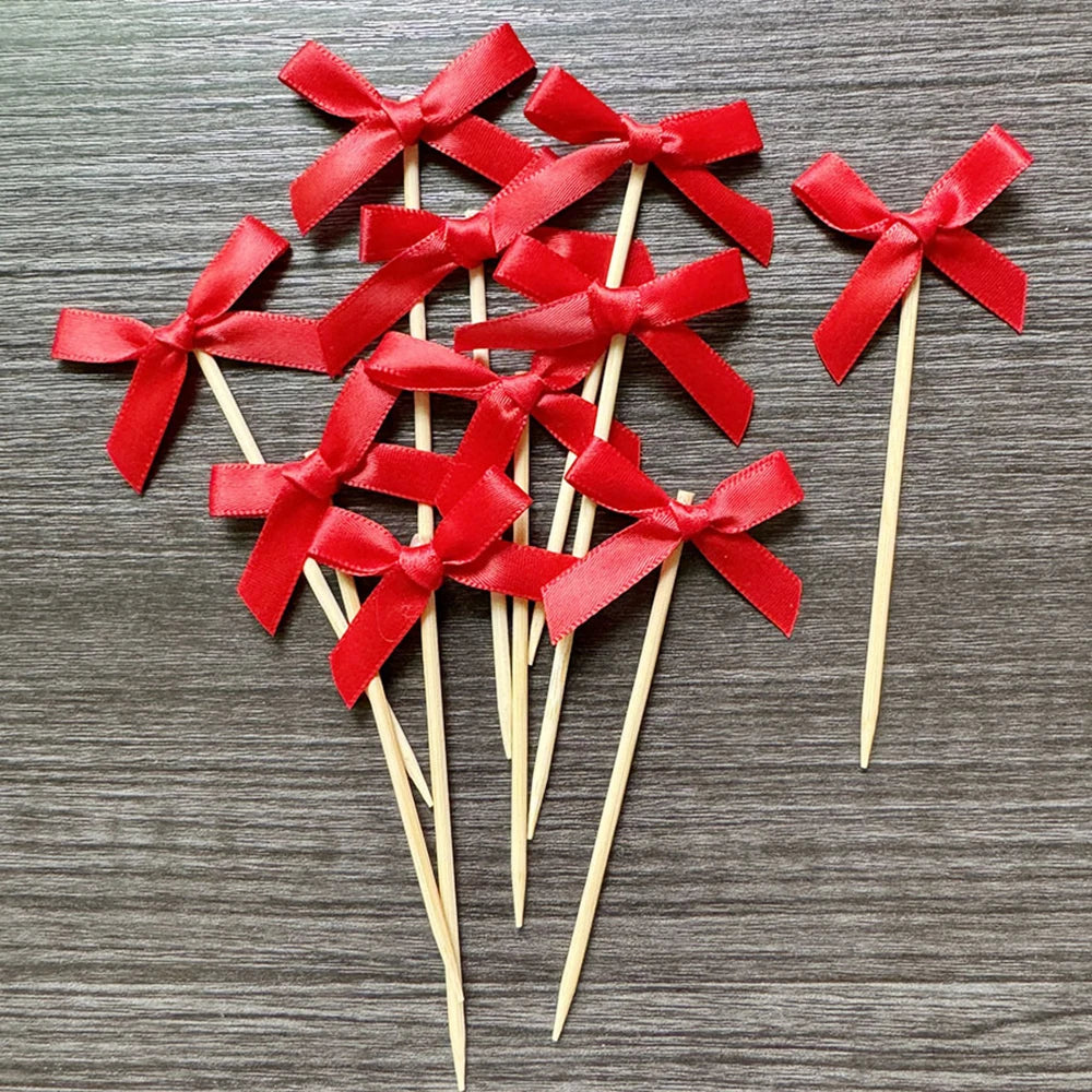 Pink Bow Cake Toppers – Birthday, Wedding & Baby Shower Cake Topper Babs Red B 10pcs