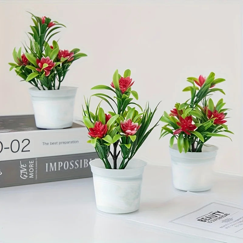 Artificial Lotus Flower Bonsai Mini Potted Wedding Home Decor Artificial Flower Bonsai Babs