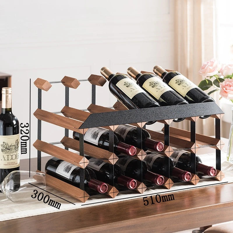 Luxury Wooden & Steel Decorative Wine Rack | Elegant Holder Decorative Wine Rack Babs 5X3