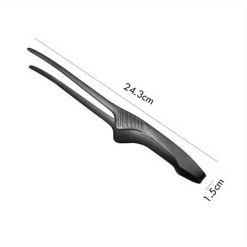 Stainless Steel BBQ Tongs – Anti-Slip & Self-Standing BBQ Kitchen Tongs Babs Black