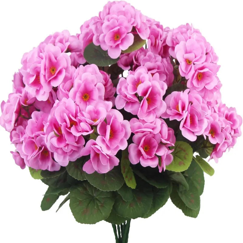 Spring Silk Begonia & Geranium Artificial Flowers | Home Decor Artificial Silk Flowers Babs Dark Pink 10PCS
