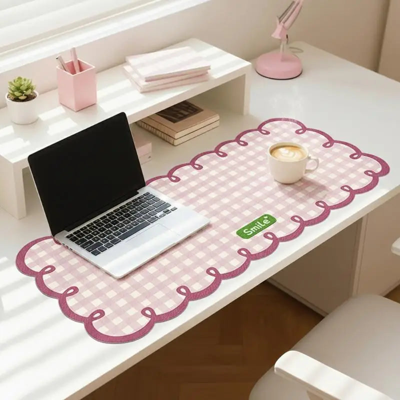 Large Checkered Mouse Pad Pink Blue – PVC Desk Mat | HUXUAN Extended Desk Mat Babs