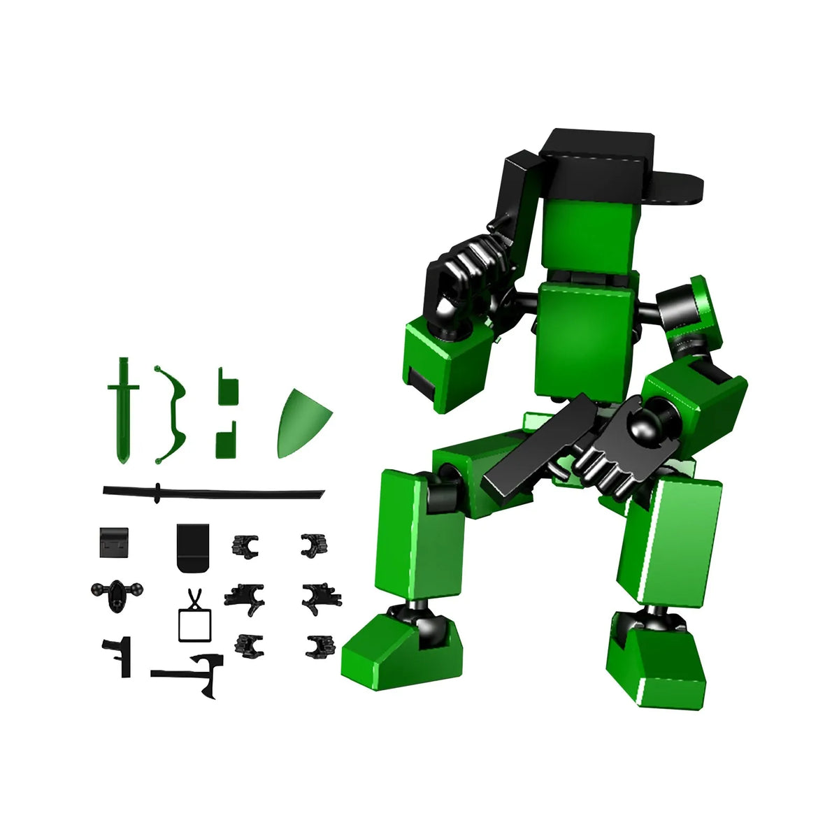 Mini Robot Action Figure Set with Accessories – Desk Decor Toy Robot Action Figure Babs Army Green One Size