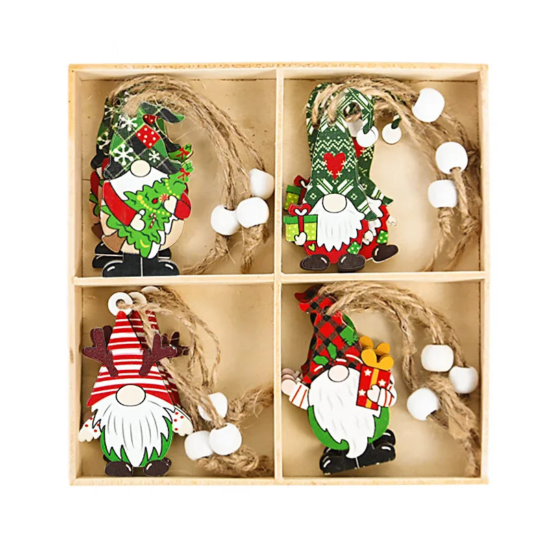 12pcs Christmas Gnome Wooden Ornaments – Xmas Tree Pendants Christmas Tree Ornaments Babs Set01