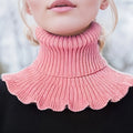 Black & White Knitted Faux Neck Scarf – Ruffle Edge Women Faux Neck Scarf Babs Pink