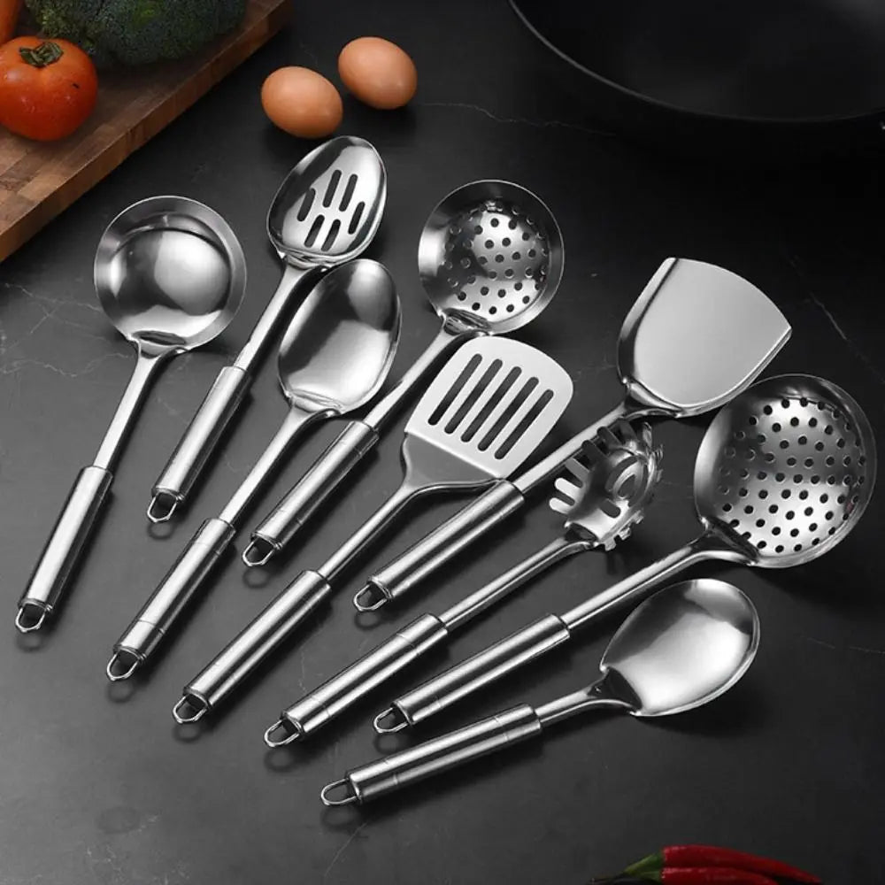 9-Piece Stainless Steel Kitchen Utensils Set | Long Handle Kitchen Utensils Set Babs