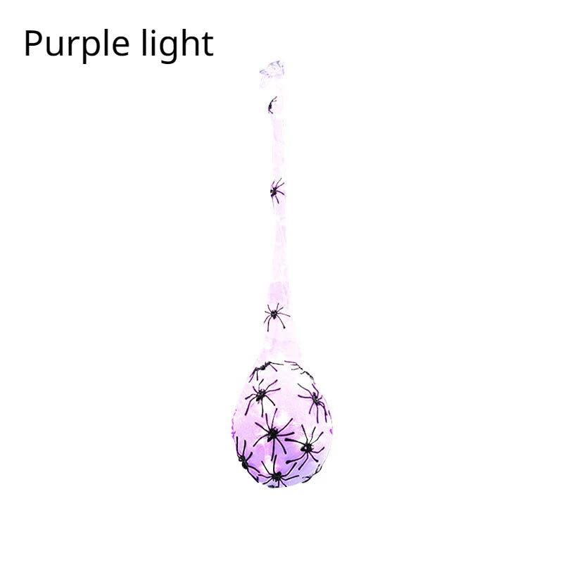Hanging Spider Egg Sack with LED Lights – Halloween Decoration Halloween Prop Decoration Babs purple light 5PCS