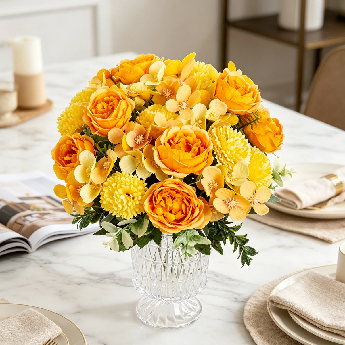 Silk Peony Ball Artificial Flower Bouquet – Wedding & Home Décor Artificial Flower Bouquet Babs