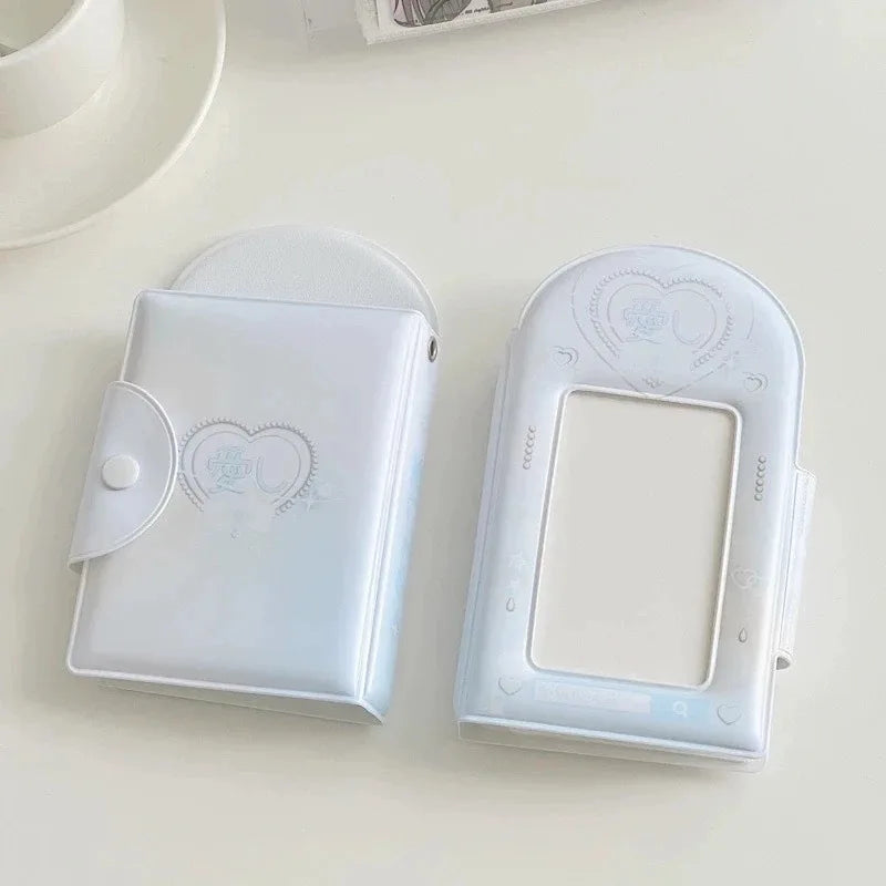 Cute Pattern 32-Slot Card Holder – PVC Portable Card Organizer Card Holder Wallet Babs Blue heart
