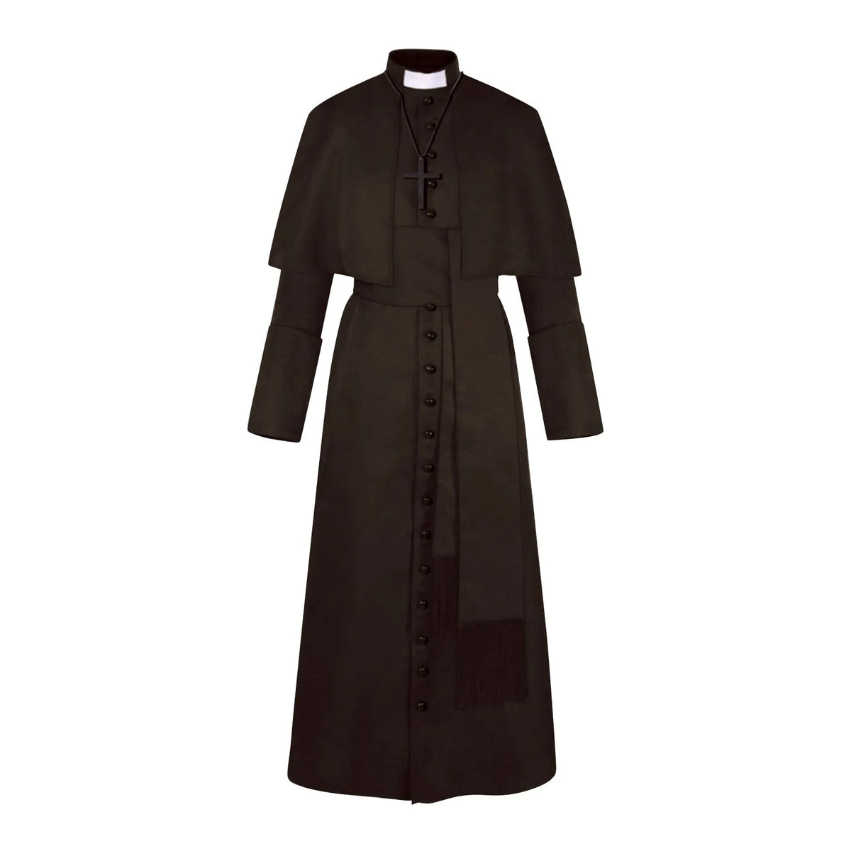 Medieval Priest Costume Robe Set – Unisex S–3XL with Cross Cosplay Costume Set Babs Brown L