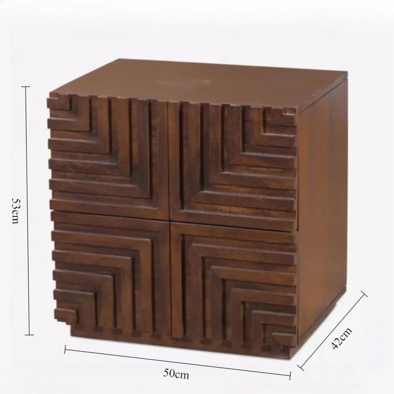 Retro Rubberwood Nightstand with 2 Drawers | Bedside Table Wooden Nightstand Babs
