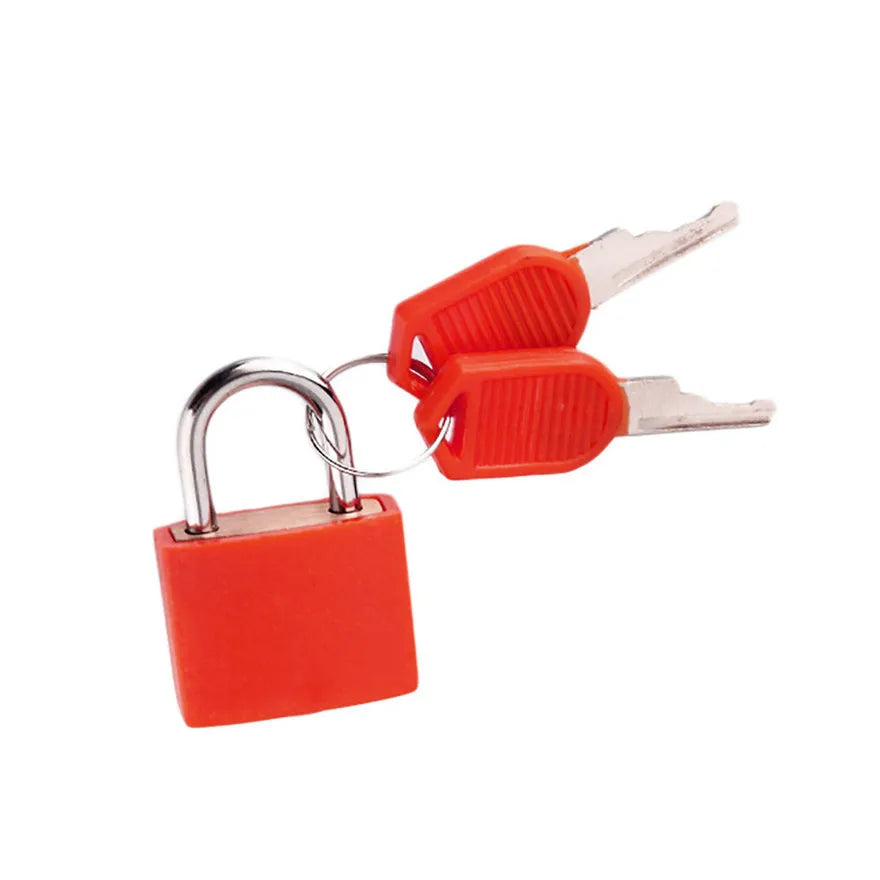 Mini Steel Keyed Padlock – Travel Luggage & Diary Lock, 2 Keys Keyed Padlock Babs Red