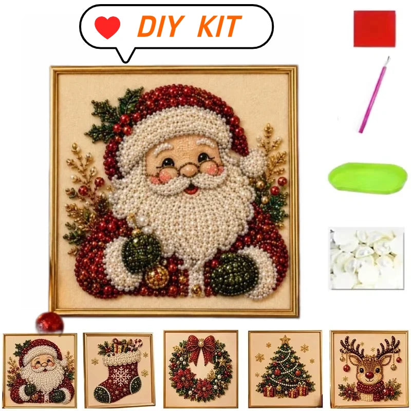 Christmas Diamond Painting Kit with Frame – DIY Pearl Bead Art Diamond Painting Kit Babs