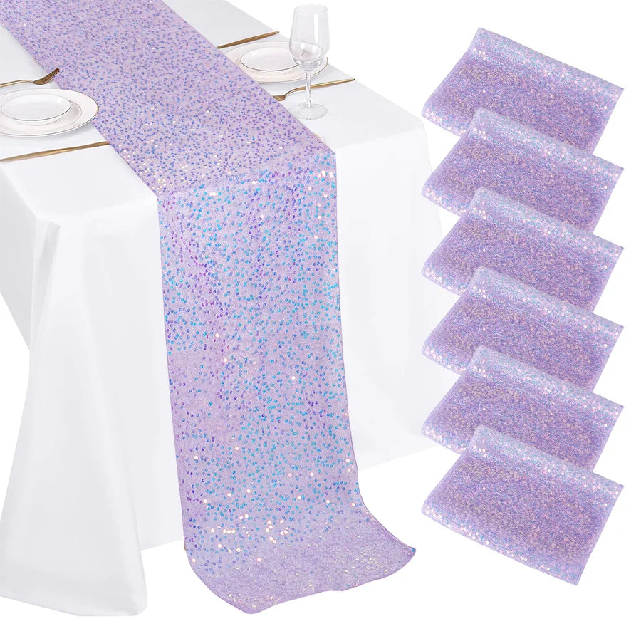 Glitter Sequin Iridescent Table Runner – Boho Wedding & Party Sequin Table Runner Babs