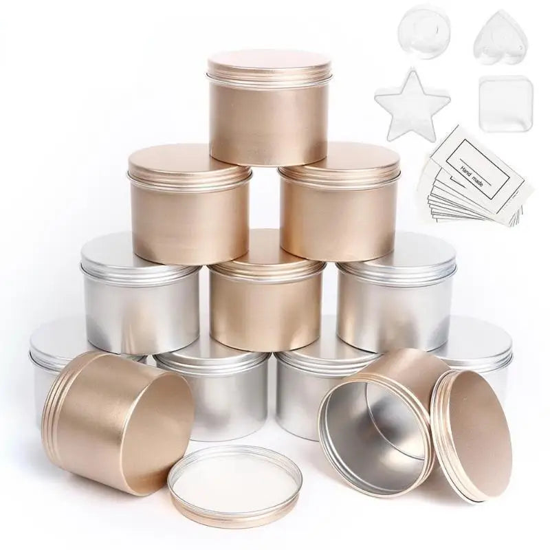 5-Pack 100ml Round Aluminum Tin Jars with Lids – DIY Candle & Skincare Tin Candle Jars Babs