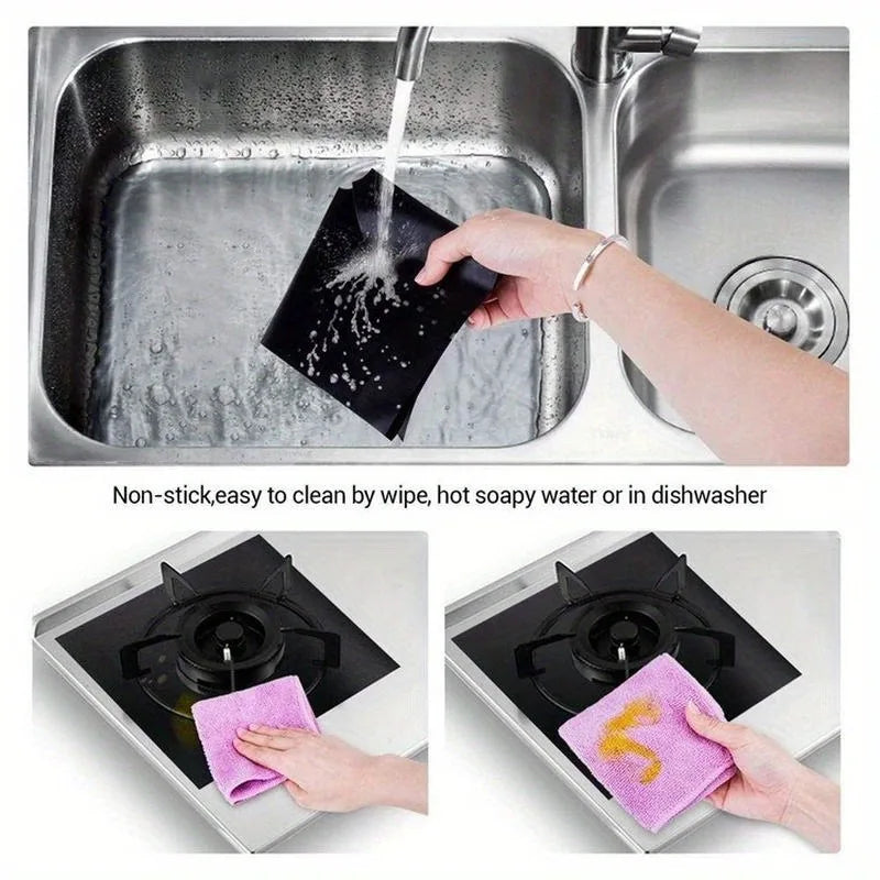 4-Pack Gas Stove Protector Liner Mats – Non-Stick Reusable Stove Liner Mats Babs