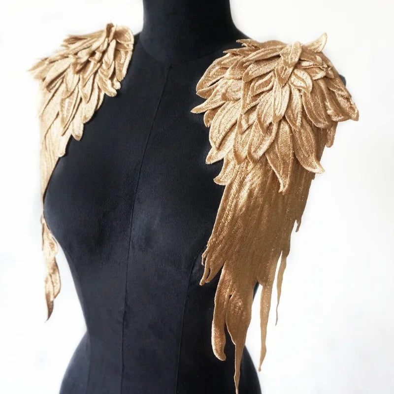 Gold Embroidery Angel Wing Applique Patch – DIY Bridal Dress Embroidery Applique Patch Babs