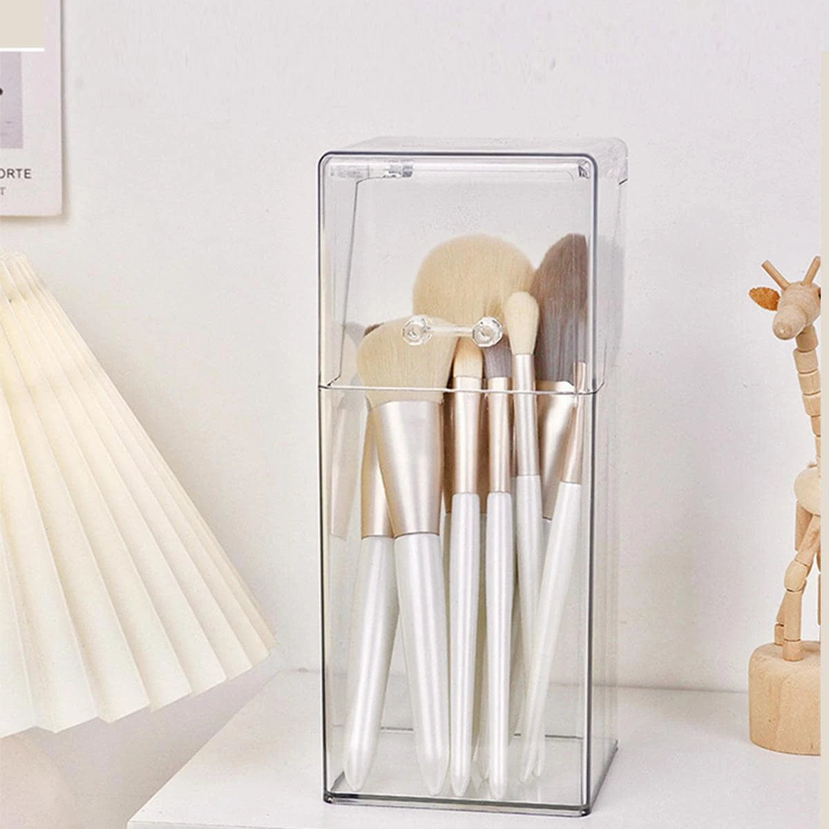 Transparent Makeup Brush Storage Box & Organizer with Lid Makeup Brush Organizer Babs