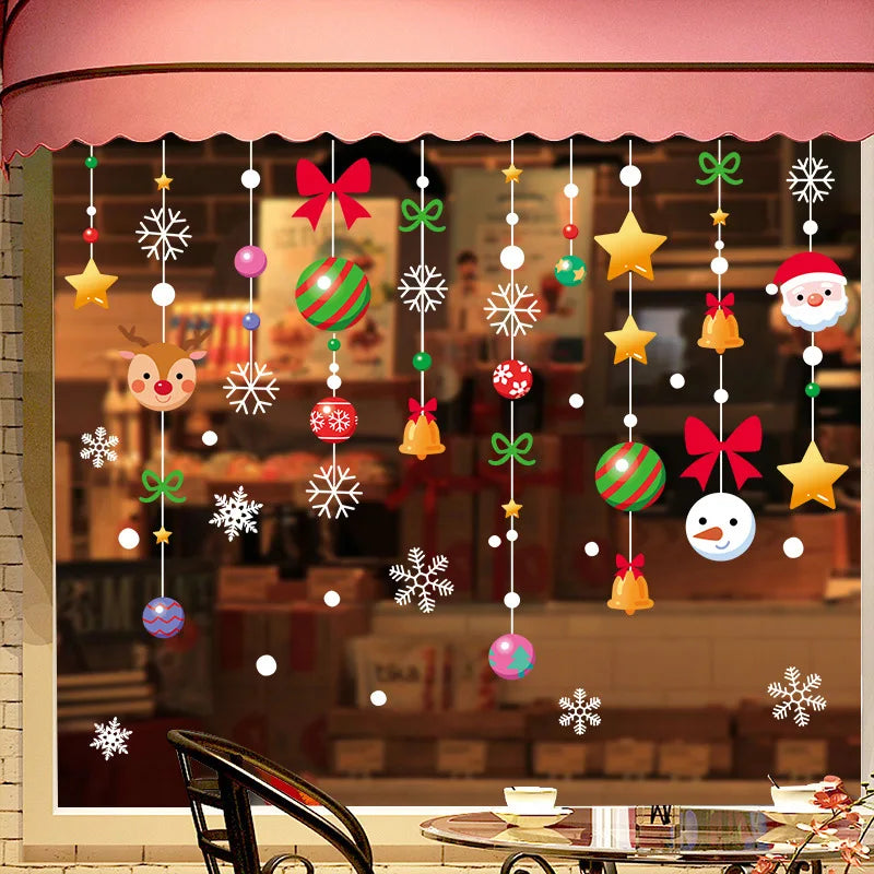 Christmas Window Stickers – Santa & Snowflake DIY Wall Decals Holiday Wall Decals Babs Set6