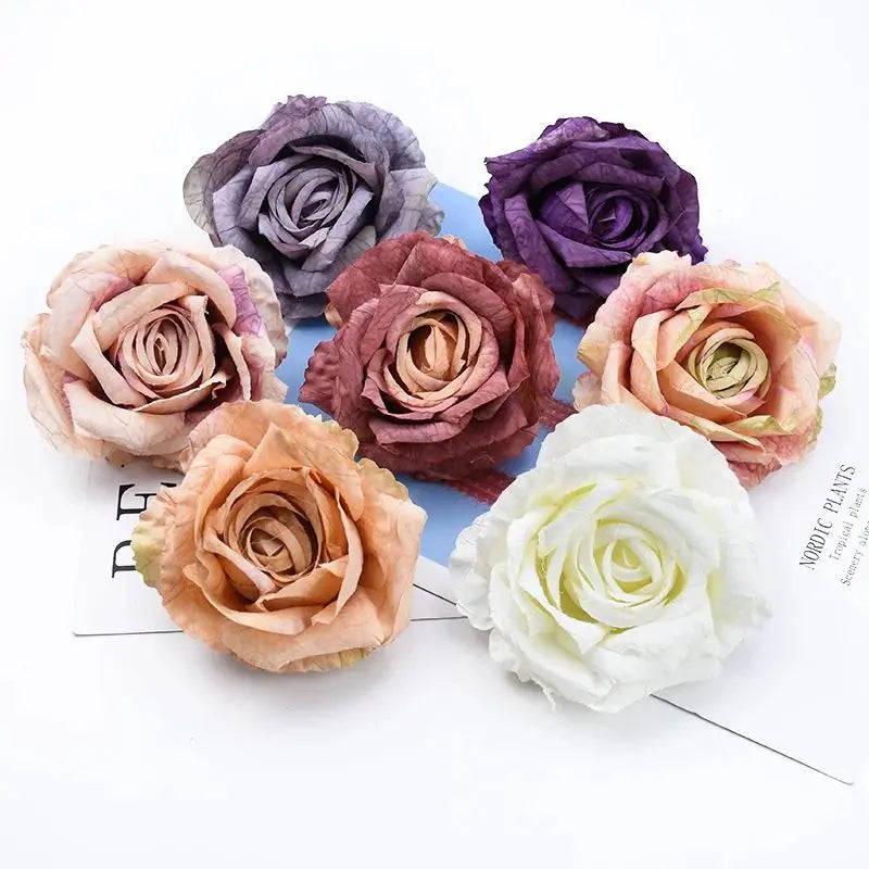 Silk Rose Heads 5/10pcs – Wedding & Home Décor Flowers Artificial Silk Flowers Babs MIX color 5pieces