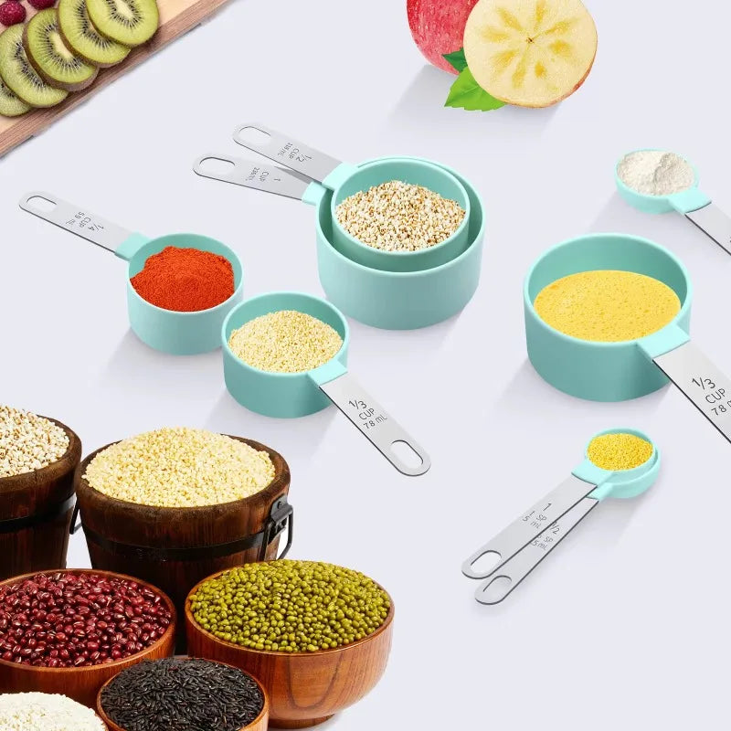 8-Piece Stainless Steel Measuring Spoons & Cups Baking Set Measuring Cups & Spoons Babs