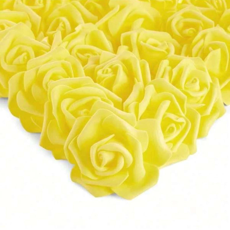 Artificial Foam Rose Heads for Wedding, Holiday & DIY Decor Artificial Flower Heads Babs YELLOW 30 pcs