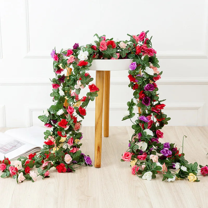 Silk Rose Artificial Flower Vine Garland – Wedding & Home Décor Artificial Flower Garland Babs