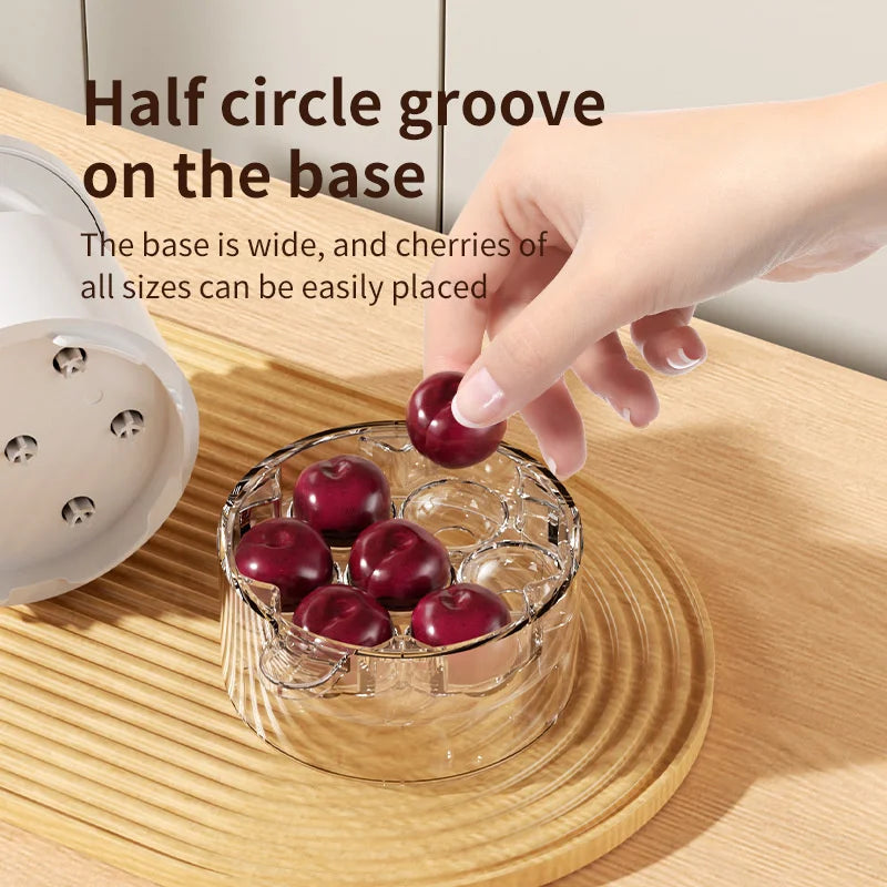 7-Hole Cherry Pitter & Olive Corer – One-Hand Press Tool Fruit Pitter Corer Babs