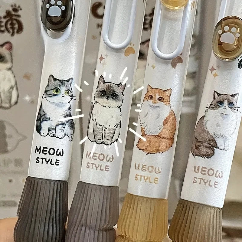 Cute Cat Gel Pens Set – 4pcs 0.5mm Black Ink Retractable Gel Pen Set Babs