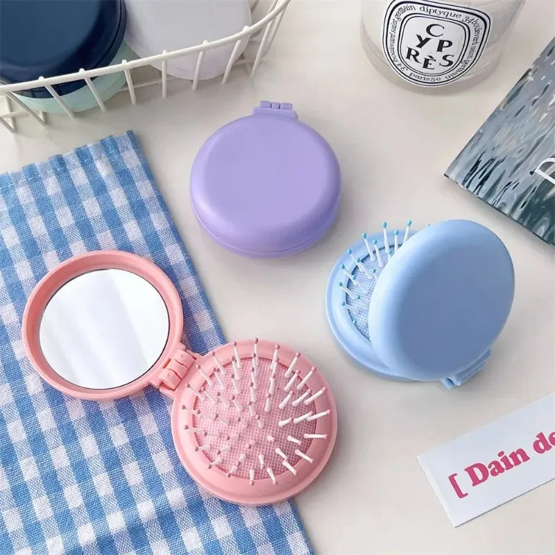 Folding Hair Comb with Mirror – Portable Air Cushion Brush Folding Hair Comb Babs