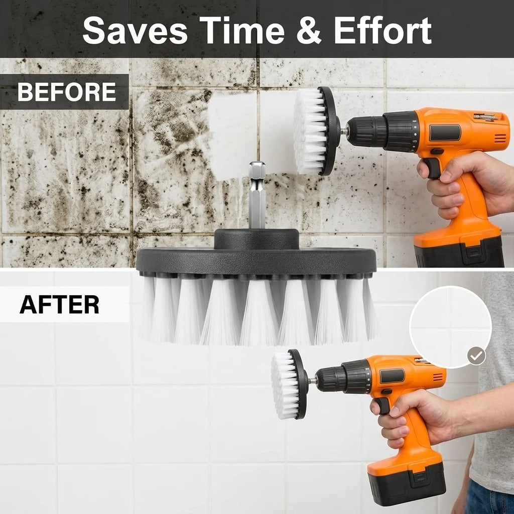4-Piece Soft Drill Brush Attachment Set – Power Scrubber Kit Drill Brush Set Babs