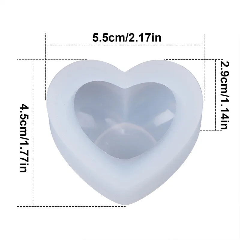 2pcs 3D Heart Silicone Mold – Candle, Resin & Baking Silicone Craft Mold Babs