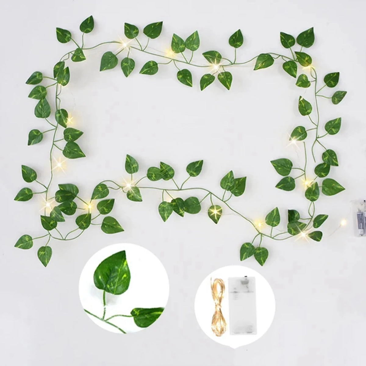 2M LED Artificial Green Vine – UV Protected Indoor & Outdoor Decor Artificial LED Vine Babs style 5 5pcs