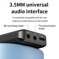 Bluetooth 5.3 Wireless Audio Adapter – 3.5mm AUX TX/RX TF Card Bluetooth Audio Adapter Babs Black